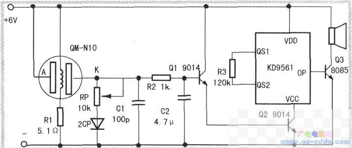 家用有毒气体报警器的电路图